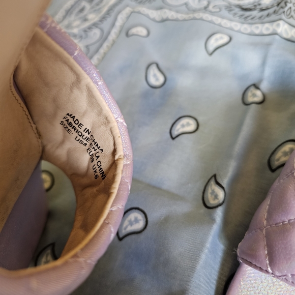 UO Iridescent Purple Quilted Block Heel Sandals - Picture 6 of 6